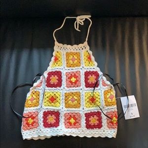 floral , crotchet crop top